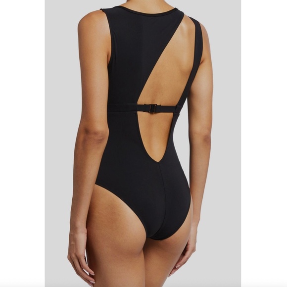Shan Solid Leah Stretch Slash Cut Out One-Piece Swimsuit / Bodysuit Size US8 - Picture 1 of 2